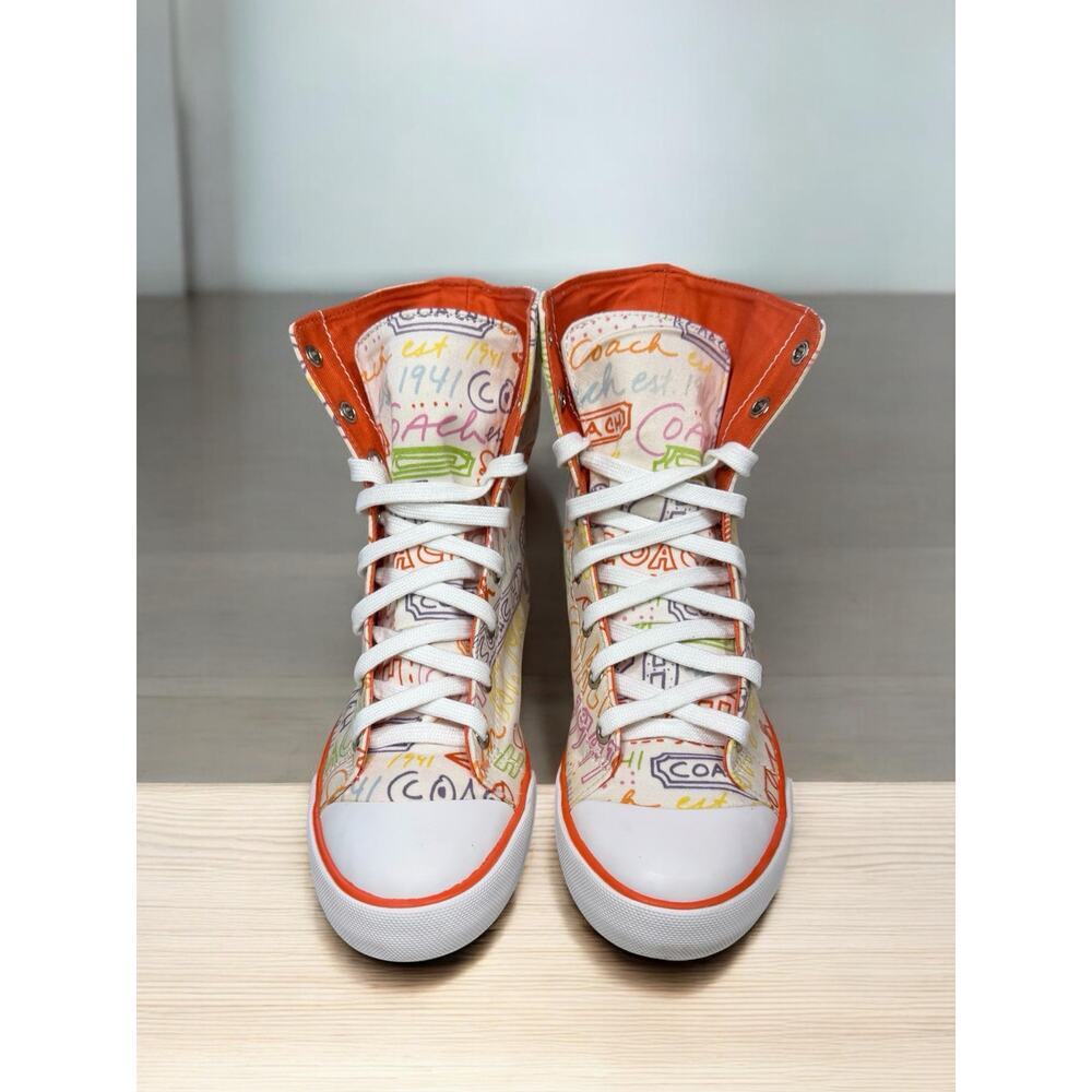 Y2K Coach A1285 Bonney Graffiti Print High Top Sneaker Size 6B - Picture 6 of 11